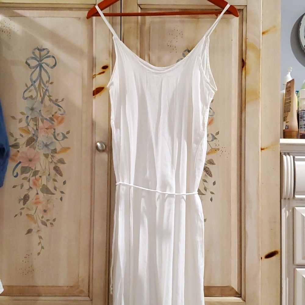 NWOT Dress Italy white maxi double layer cotton 4